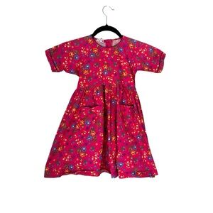 Girls Hanna Andersson Floral Pink Dress Short Sleeve Twirl Dress Size 100 or 4